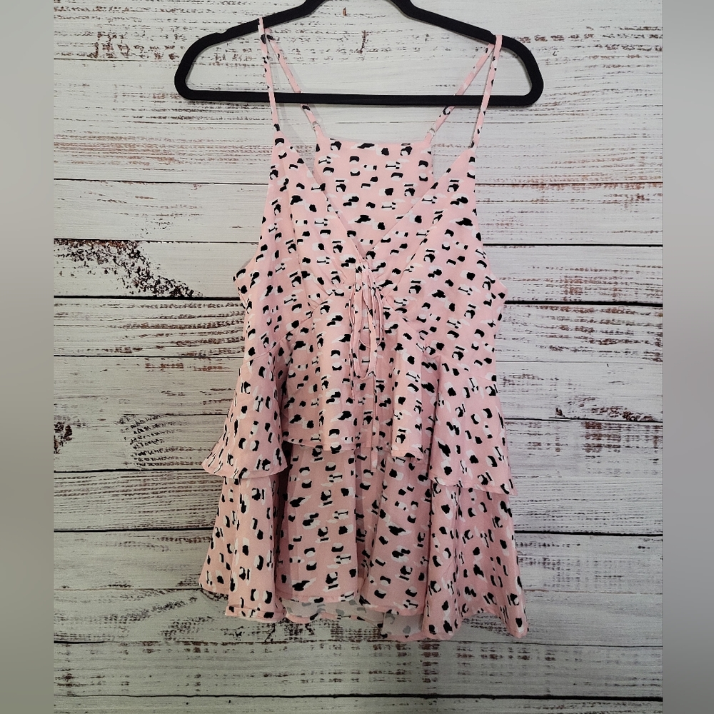 Ruffled Pink Leppard Top M